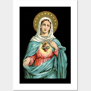 Immaculate Heart of Mary Blessed Mother Catholic Vintage Posters and Art